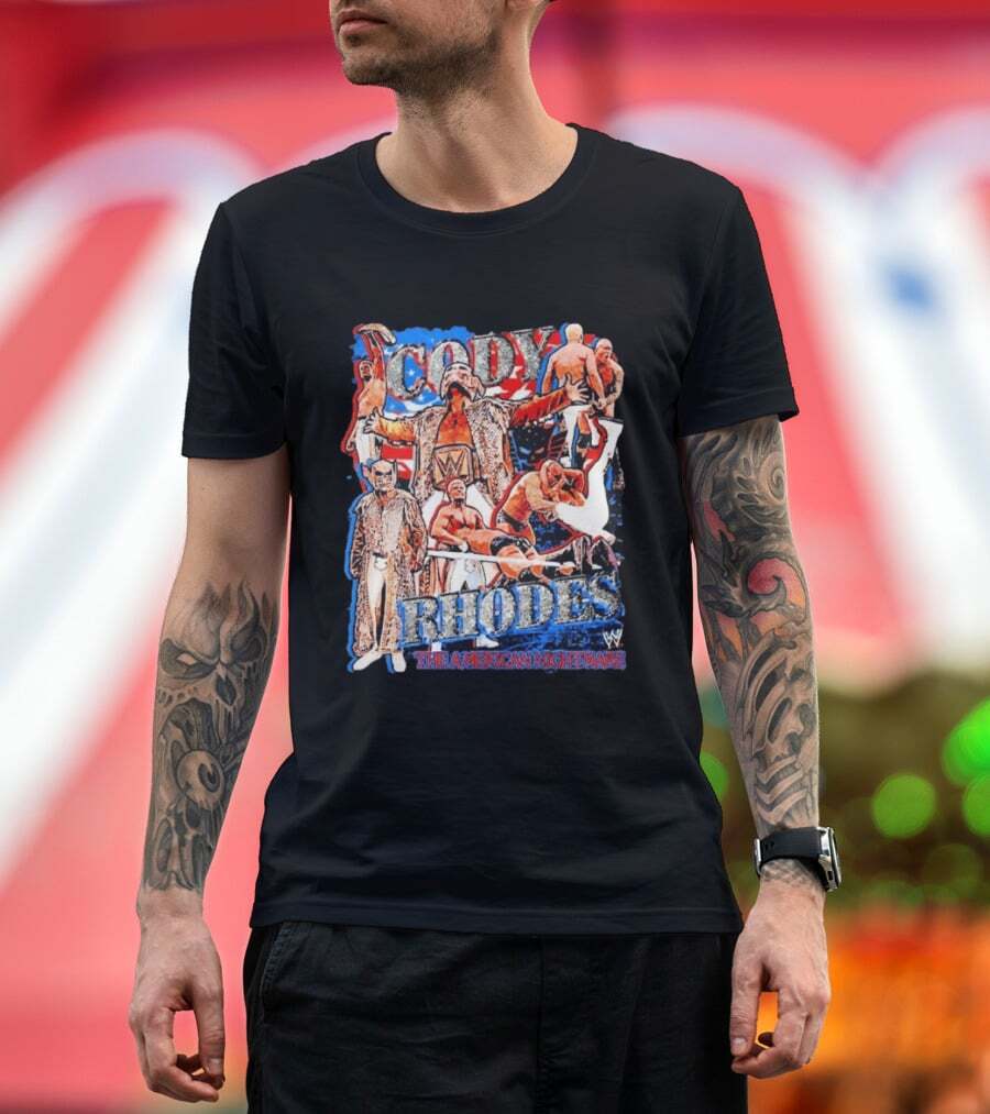 zereviabrand's tweet image. This kinda made me smile: Cody Rhodes is such a legend! The red, white, and blue collage on this tee really captures that American spirit. It takes me back to his big matches! zerevia.com/product/t-shir…

#CodyRhodes #WWE #AmericanNightmare #Wrestling #TShirts