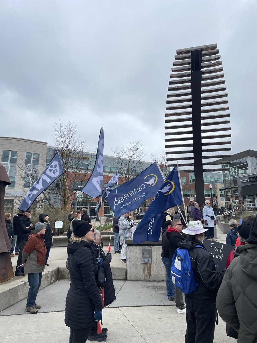 lulex's tweet image. We had @UniforTheUnion @CUPEOntario @osstf joining up with @ontarionurses, healthcare works supported by a huge crowd of people filling Waterloo Square today to demand a stop to health care privitization and end to #FordCorruption.