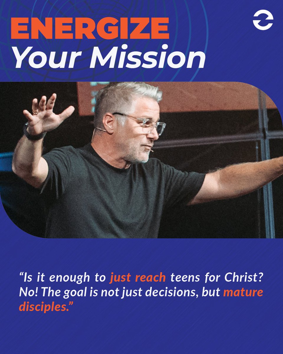 Dare2Share's tweet photo. Kris Stout brought some incredible final words for Session 7. The mission of a youth leader is every teen, and the goal is to see every teen who makes a decision for Christ come to full maturity in Christ.

Making and mobilizing disciples was at the core of every message at the Energize Youth Ministry conference. Thank you for bringing us those final words, Kris! #energize2026
