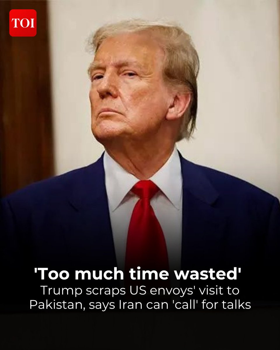 timesofindia's tweet image. US President #DonaldTrump canceled a planned trip by his envoys to #Pakistan to meet Iranian leaders, citing wasted travel time and confusion within Iran's #leadership. He asserted the #US holds the upper hand and urged Iran to initiate talks. This decision has diminished