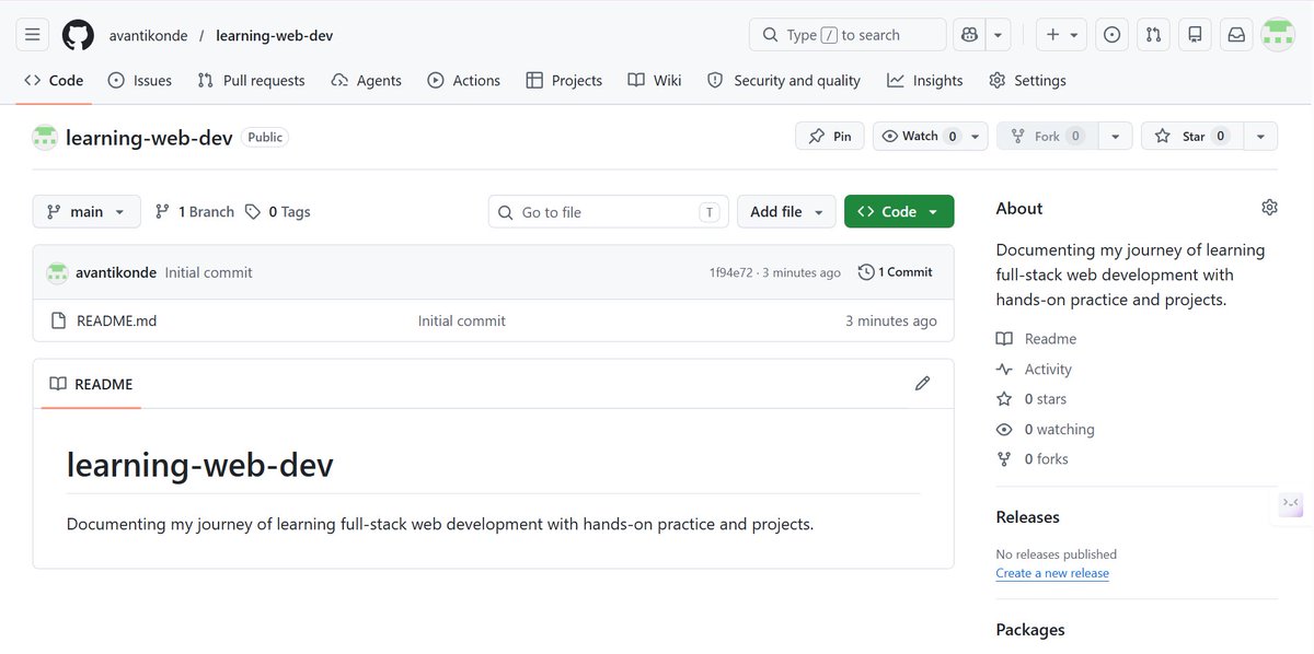 avantiikonde's tweet image. Just started my journey into full-stack web development!🚀

I’ll be documenting everything I learn from basics to advanced with code &amp;amp; projects.

Here’s my GitHub repo
github.com/avantikonde/le…

#webDev #Github