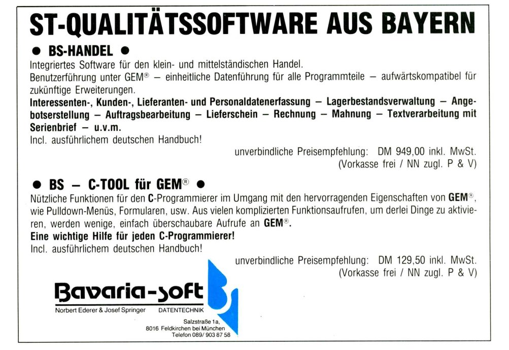Retrojournal_de's tweet image. „Qualitätssoftware aus Bayern“ 🇩🇪

Komplettlösung für den Mittelstand:
Kunden, Lager, Angebote, Rechnungen… alles in EINEM System – für 949 DM.
Und für Entwickler:
C-Tool für GEM, damit aus „kompliziert“ plötzlich „machbar“ wird.

#AtariST #GEM #RetroComputing #80er