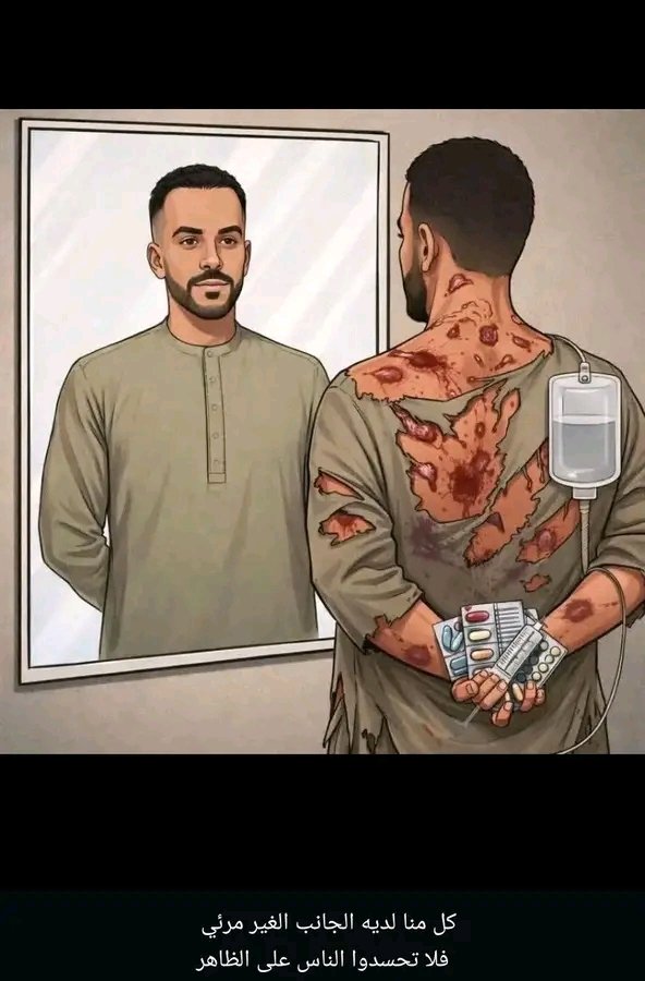 🌹🌹🌹كلا منا لديه الجانب الغير مرئي، فلا تحسدوا لا تغرك المظاهر، وراء كل باب مغلق حكاية، ووراء كل ابتسامة حرب. خليك خفيف على الناس، لأنك ما تعرف ثقل الذي حاملينه  ..🌹