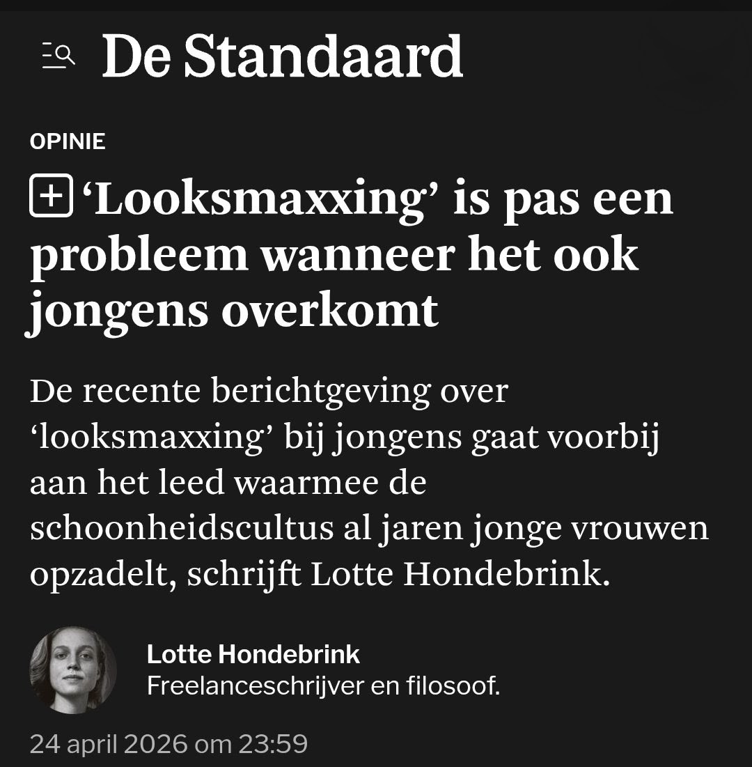 Inderdaad, Lotte, nog nooit heeft iemand het dwingende schoonheidsideaal bij jonge vrouwen aangeklaagd.

Nog nooit gebeurd, geen aandacht voor, fijn dat je dit voor het eerst in de geschiedenis op de agenda zet.