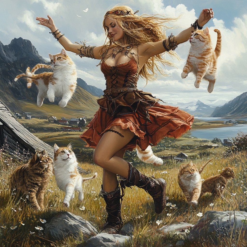 DrPikachu69's tweet image. Freya and her Cats!
@MitchSandwiches @BriFelk @CassieSokolova @emilia_tokes 

#aiphotography #Nordic #Freya #caturday