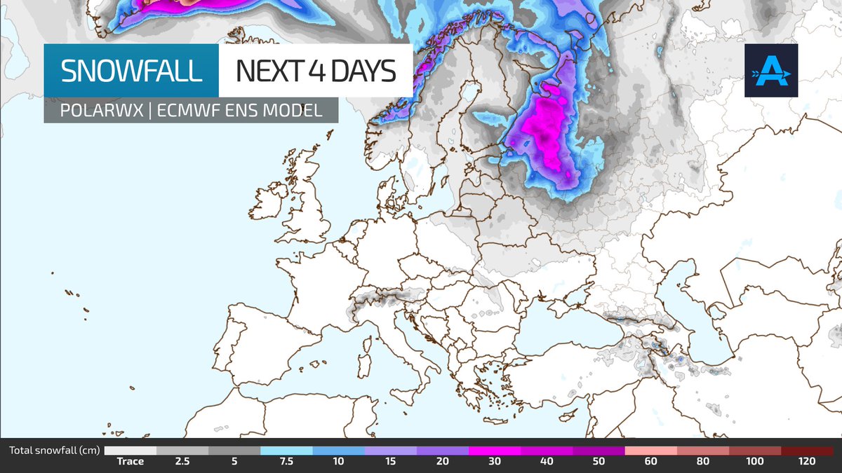 WeatherActionEU's tweet image. ❄️WINTER'S LAST HURRAH?
Over the next few days Eastern Europe will be getting impacted by a low pressure area. Not only will it potentially bring storm force gusts in places, but some snow and sleet also. Blizzard conditions are possible in Russia. #europe #weather #snow