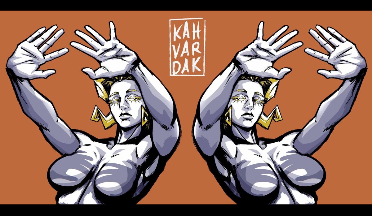 lazygrayzel's tweet photo. One of my original characters for that boob-shadow art trend 🔥

Something about this character - Her name is Esther, she is a golem made of gold and pearls, and she is the lead female character in my videogame "Kah Var Dak".

#Kah_Var_Dak https://t.co/NIWhvyKbd9