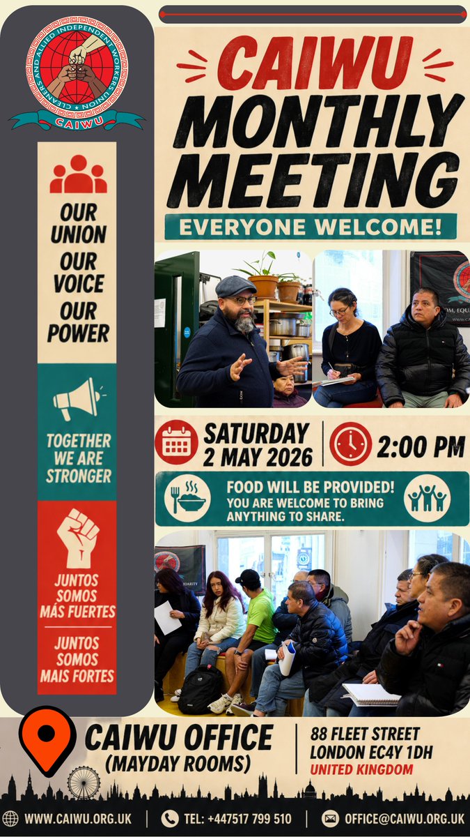 caiwuunion's tweet image. Your space to share, discuss, and build our collective voice.
👉 Confirm your attendance
#CAIWU #WorkersRights #Solidarity #UnionStrong #Community #Organising #CollectivePower #Viral #FYP