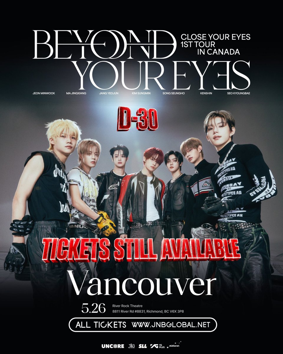 JNBCANADA's tweet photo. CLOSE YOUR EYES 1ST TOUR IN CANADA [BEYOND YOUR EYES] 

🌆 D-30

✔️ VANCOUVER :May 26(Tue)  6 : 30 PM
RIVER ROCK THEATRE 

CAD$59 / USD $39

🎫 Tickets Info 🎟️
🌐 https://t.co/hMdjN5aJHR 

#CLOSEYOUREYES #KpopCanadaTour #KpopFever #CanadaKpop #CYEinCanada https://t.co/XfyCAa01a5