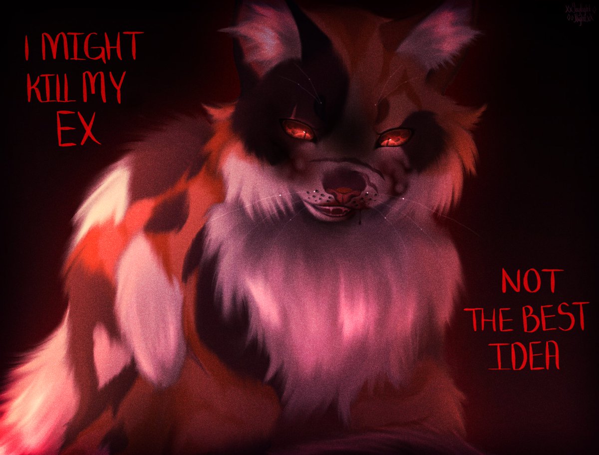 Jaylight_Night's tweet photo. ˚♬ I might kill my ex, not the best idea
His new girlfriend’s next, how’d I get here?
I might kill my ex, I still love him though
Rather be in jail than alone ˚♬

Mapleshade Kill Bill :3
#warriorcats #mapleshade https://t.co/Qs5GHtr8dp