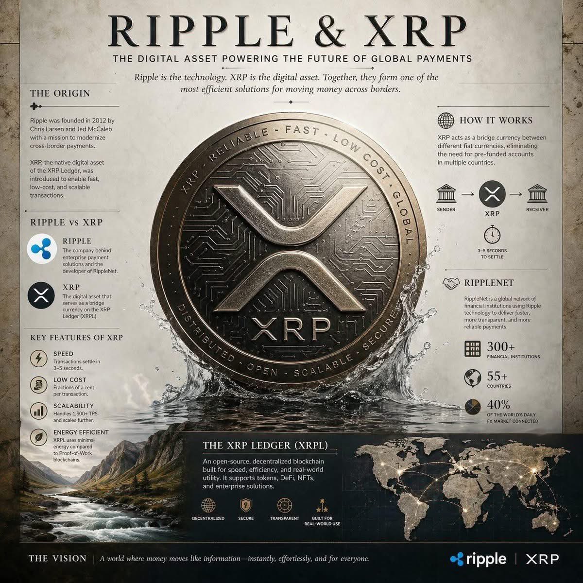 eddo_farina's tweet photo. Ripple and XRP are helping change global payments. Ripple builds payment technology, while XRP is the digital asset used for fast and low-cost transfers. 

Together, they represent a modern step toward faster digital finance. https://t.co/7DWb9t5Jqv