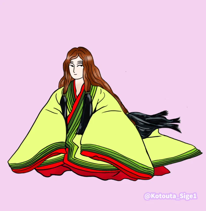 ド深夜絵 髢(付け毛 大昔のエクステ)ってどこにどんな風につけてたんでしょうね? #歴史創作 #平安装束