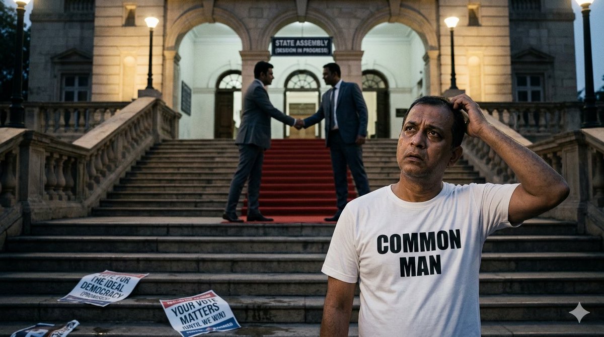 TheCivicBrain's tweet image. While students struggle for jobs, politicians are having their own placement season. 🎓

Yesterday AAP, today BJP. Only the party symbols change; the struggles of the common man remain permanent. 🇮🇳
#PunjabPolitics #OperationLotus #CommonMan #AAPtoBJP