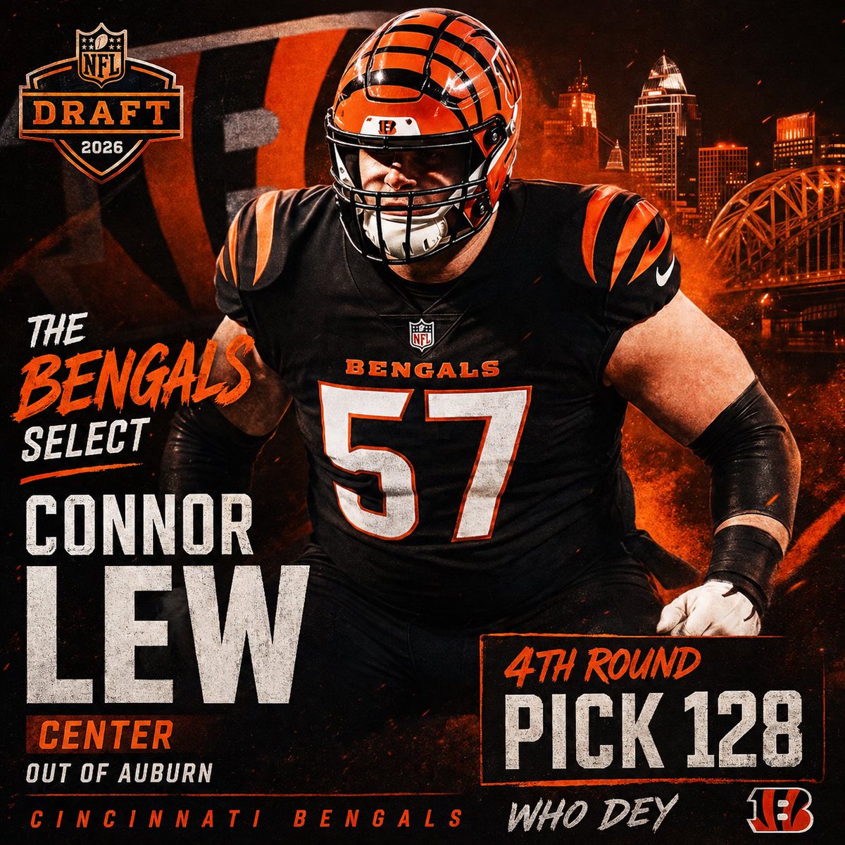 WDNToday's tweet image. The #Bengals just got a wall in the middle. 🐅

Last season at Auburn:
228 pass block snaps
0 sacks allowed
0 QB hits allowed
Only 6 pressures allowed

The perfect development pick behind Karras as there’s a chance Ted is approaching his final years. #WhoDey