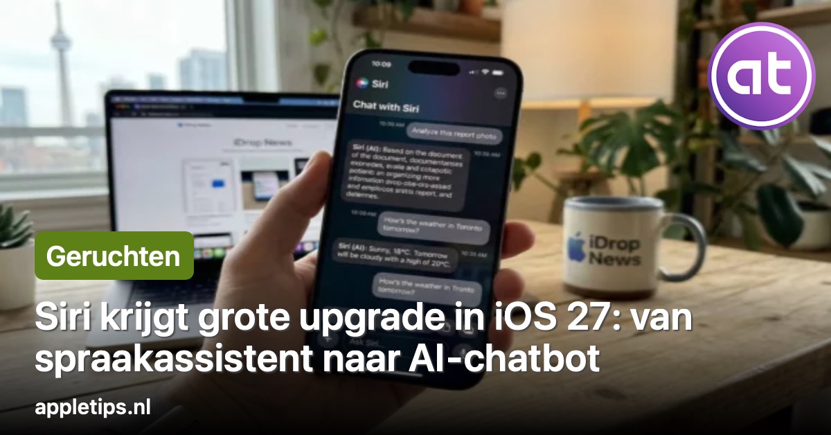 appletips's tweet photo. 🚀 Siri krijgt een make-over in iOS 27: eigen app voor chatgesprekken, begrip van je scherm en vraag Siri-knop in apps. Ideaal voor dagelijks gebruik! Lees alle geruchten ➡️ - https://t.co/KaP3K6LpLp #iOS https://t.co/Yquj5zVPH5