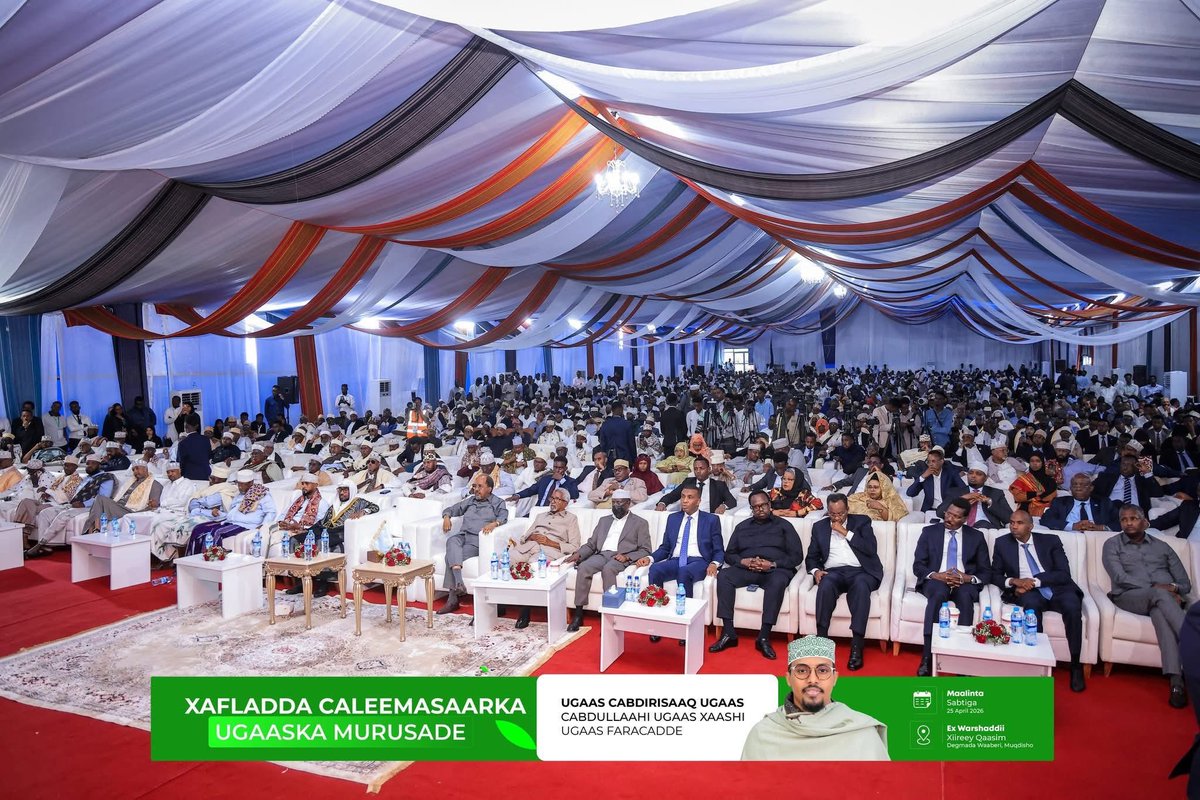 Aynte's tweet photo. Today, Ugaas Abdirizak Ugas Abdullahi Ugas Hashi Ugas Fara’Adde was inaugurated as the Chief Traditional Leader of the #Murusade clan. Both President @HassanSMohamud & PM @HamzaAbdiBarre attended, along with nearly all national leaders (both in gov’t & in opposition) in what was a rare national event celebrating #Somalia’s strong traditional leadership, which historically promotes peace and coexistence. I was honored to attend and welcome senior participants.
