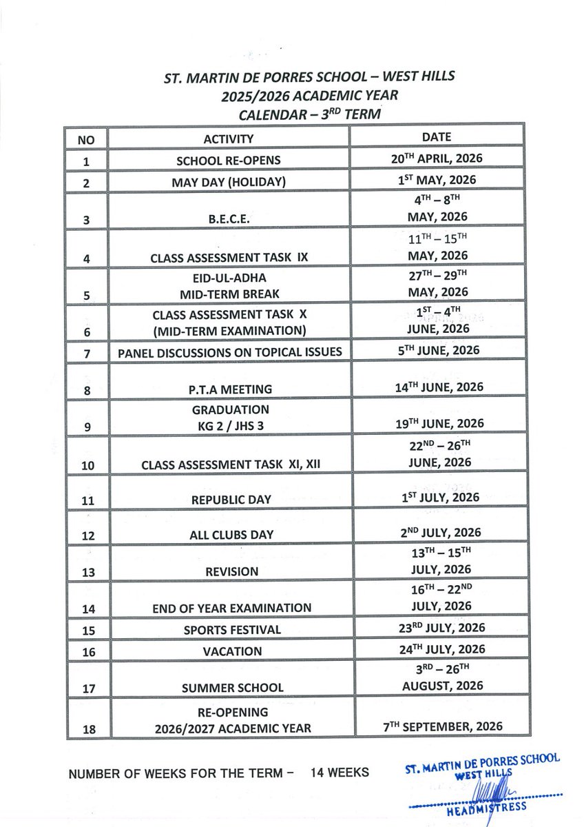 SMDPSgh's tweet photo. Welcome Note and Term 3 Academic Calendar [𝐖𝐞𝐬𝐭𝐡𝐢𝐥𝐥𝐬 𝐂𝐚𝐦𝐩𝐮𝐬]. ⤵️

Term 3 priority: 𝐂𝐨𝐧𝐬𝐨𝐥𝐢𝐝𝐚𝐭𝐢𝐧𝐠 𝐎𝐮𝐫 𝐆𝐚𝐢𝐧𝐬. 💛💙💪🏽

#SMDPS #StMartindePorresSchool #TheSMDPSadvantage #BackToSchool #ConsolidatingOurGains https://t.co/cLVjViHqFa