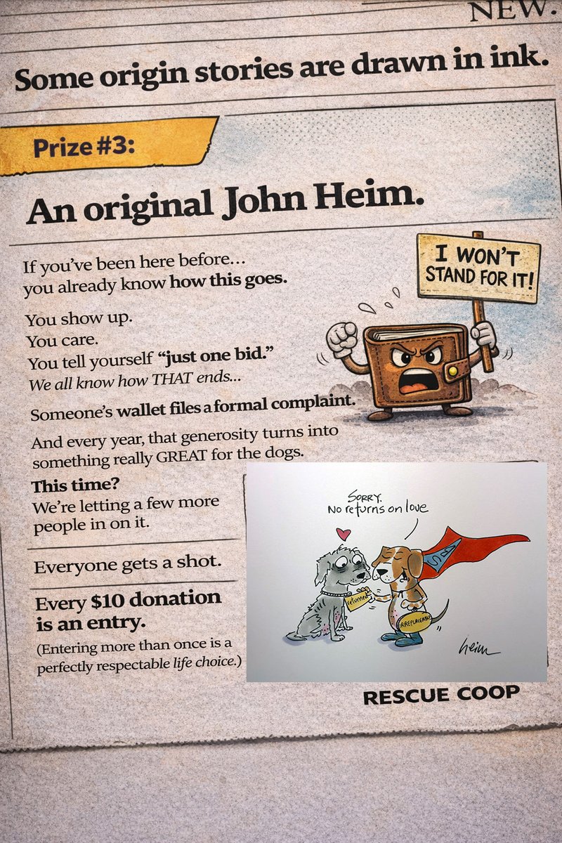 WeeklyBeagle's tweet image. Many heroes have heeded the call. More are waiting to answer. Will you #BeTheHero for a pup in need?#FetchYourWallet go to rescuecoop.org/donate! Every $10 donation is a chance to win one of these hero prizes. Every rescue pup deserves an origin story. 'cause #TheyAllMatter!