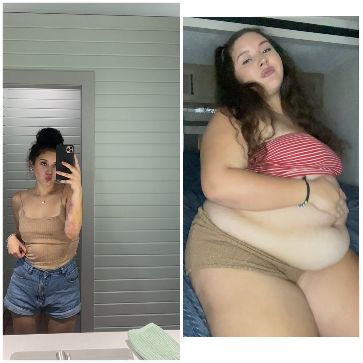 messykailey's tweet image. y’all always asking what I eat… here’s a lil peek 👀🍟 #feedee #stuffedbelly #beforeandafter #weightgain