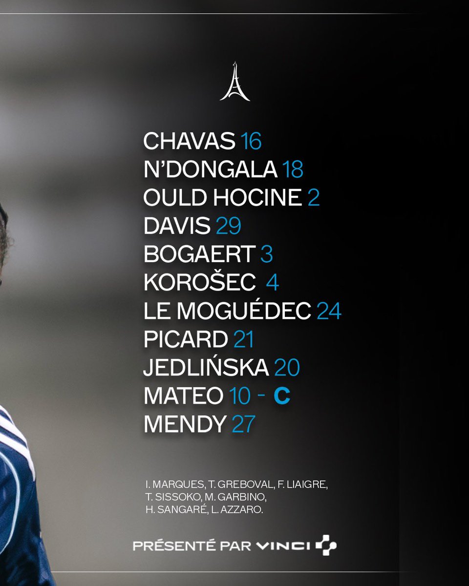 PFC_feminines's tweet photo. La compo’ 😍

Découvrez la composition de départ présentée par @VINCI pour affronter le @DFCO_Officiel 🔥

#ParisFC #CertifiéParis | #DFCOPFC https://t.co/gkAD87odwx