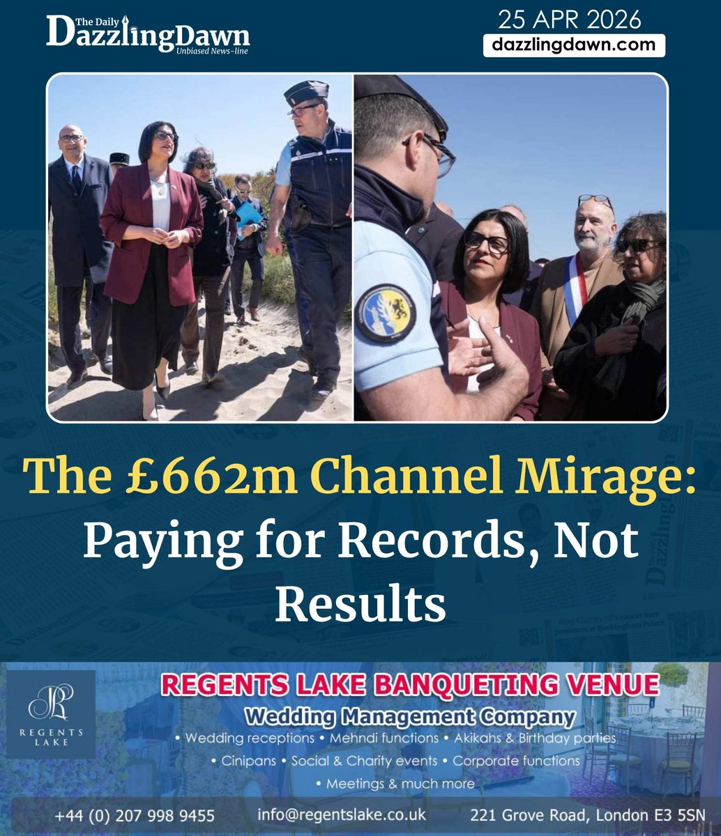 TheDazzlingDawn's tweet image. The £662m Channel Mirage: Paying for Records, Not Results
dazzlingdawn.com/2026/4/25/the-…
#ChannelCrossings #UKPolitics #BorderControl #MigrationNews #PublicSpending