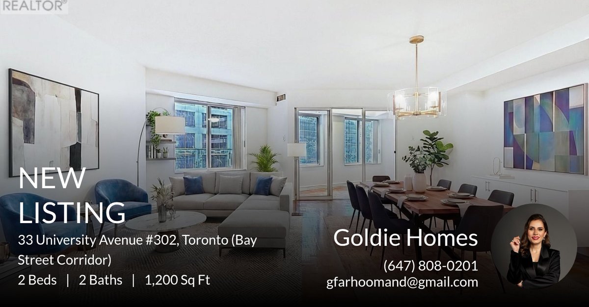 dishgolism's tweet photo. 🚨NEW LISTING 🚨

Take a look at this new property that just hit the market located at 33 University Avenue #302 in Toronto (bay Street Corridor).

Goldie Homes
💭 Thinking of selling? Visit https://t.co/F7928Jl8df
Or Contact Me Di... https://t.co/3X1fXQoCTe https://t.co/dlKyTxaztR