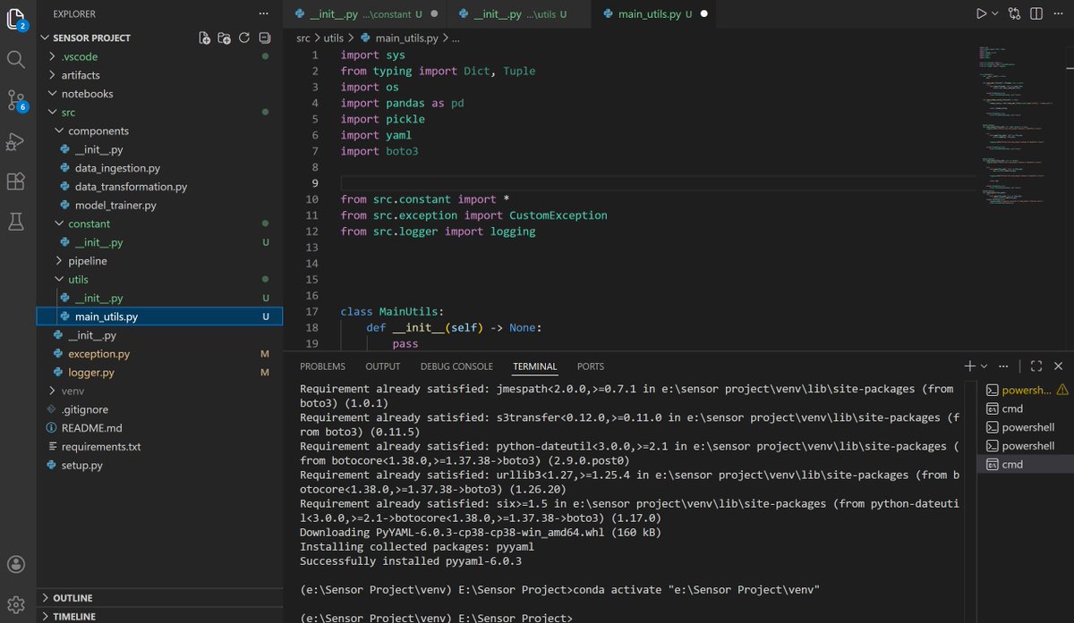 ChaitanyaA18884's tweet image. Day 35 💻

Today I worked on my ML project (Sensor Fault Detection)

→ Completed Git setup
→ Understood problem statement clearly
→ Set up logging, exception handling, utils &amp;amp; constants
Project is getting structured step by step ⚡
#MachineLearning #Python #LearningInPublic