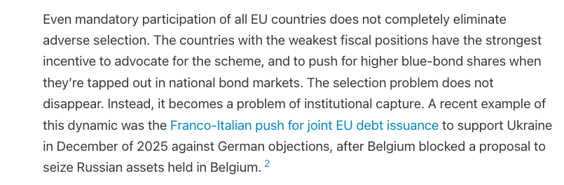 HannoLustig's tweet image. Macron Says Would Be ‘Silly’ Not to Roll Over EU Covid-Era Debt. 

Here is a quote from my blog post on Eurobonds:
thetwocents.substack.com/p/why-eurobond…