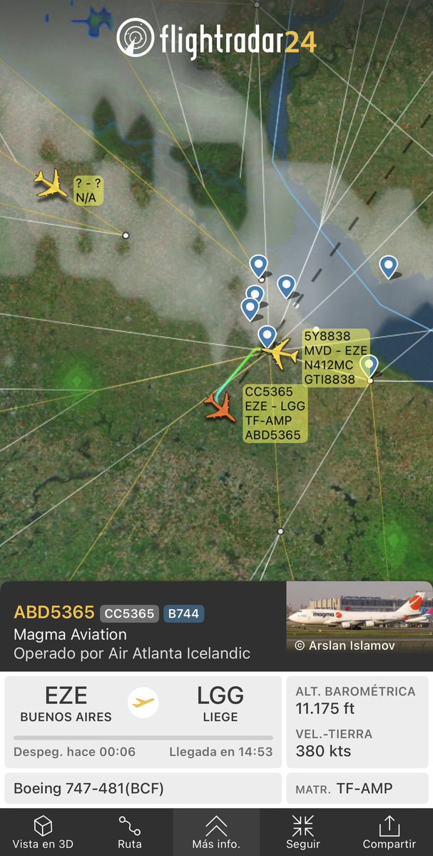 SpottersArg's tweet image. 🇦🇷 Por unos minutos no se juntaron los cuatro Boeing 747 en el aeropuerto de Ezeiza (D-ABYU, N412MC, N903AR y TF-AMP)