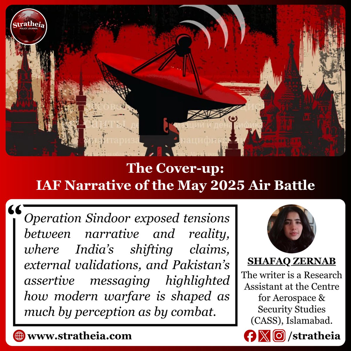 stratheia's tweet image. Operation Sindoor shows that modern wars aren’t just fought on battlefields—they’re fought through narratives. When messaging falters, even limited conflicts can spiral into strategic setbacks. 
#OperationSindoor #IndiaPakistan #NarrativeWarfare
Read Full Article: