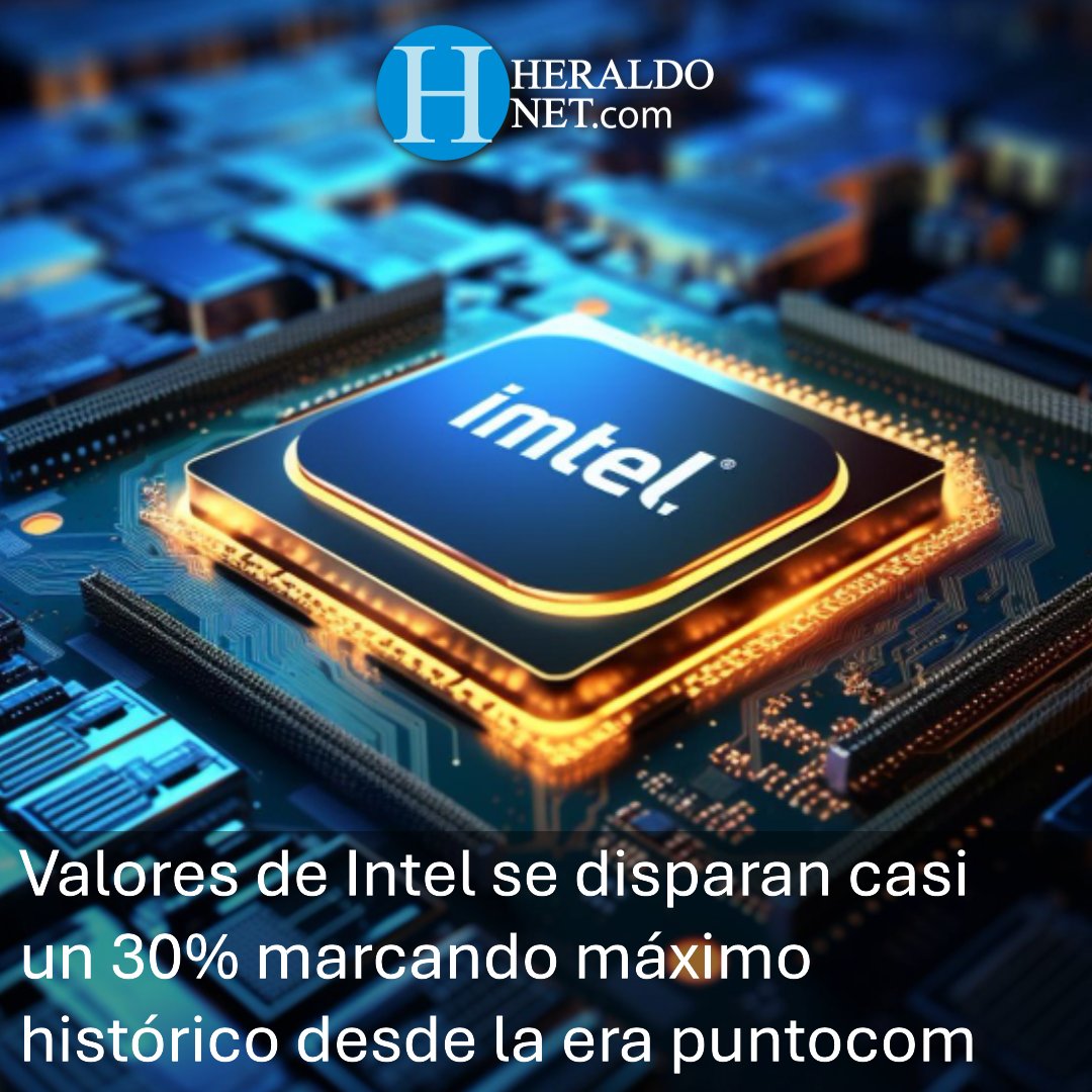 ElHeraldoNet's tweet image. 🟦 Las acciones de #Intel registraron un fuerte repunte del 28%  durante la sesión bursátil del viernes en #NuevaYork, alcanzando los  85,22 dólares por unidad, su nivel más alto desde agosto del año 2000 #EstadosUnidos ▶ heraldonet.com/2026/04/25/val…