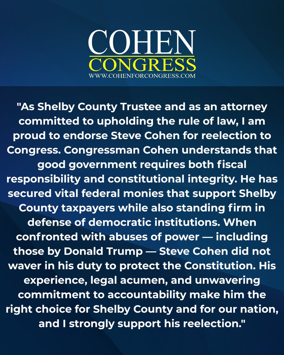 I am honored to have the support of Shelby County Trustee, Regina Morrison Newman. Check out her quote below: