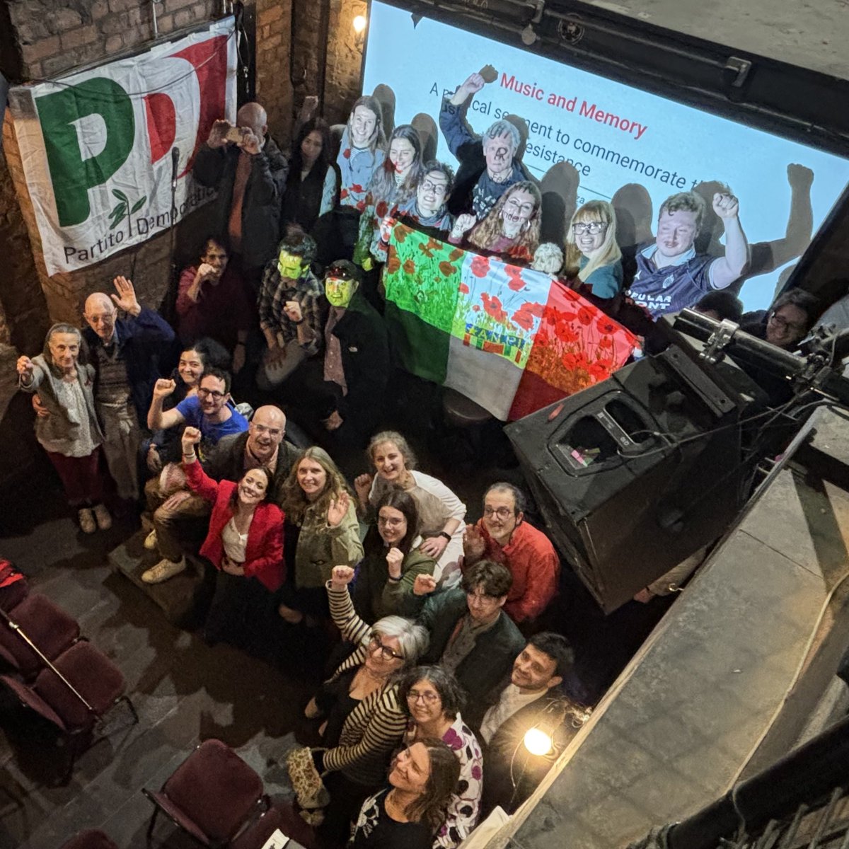 IBGtrManchester's tweet photo. Marking Italy’s liberation day today, Salford, Greater Manchester. Members of our group attended &amp; Rob Hargreaves among the speakers. Spoke about trip to Bologna this week with trade unionists from England. ⁦@Anpinazionale⁩ ⁦⁦@pdnetwork⁩  ⁦@The_TUC⁩ https://t.co/LQ9cn8fszT