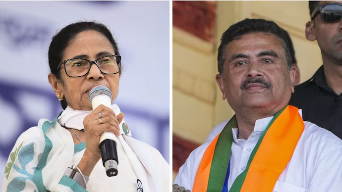 IndiaToday's tweet image. Angry #MamataBanerjee walks off stage over noise from #BJP rally 100 metres away 

Following her departure, angry TMC workers marched toward Adhikari's rally to protest, leading to a heated exchange of slogans between supporters of both sides. The situation quickly escalated,