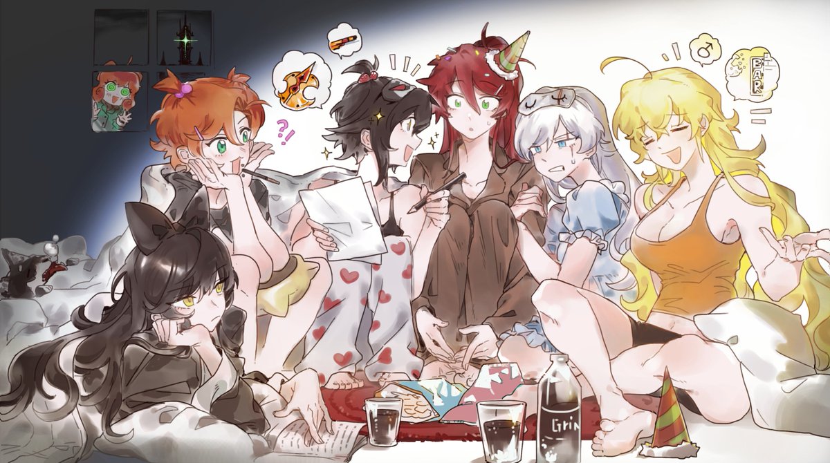 Hiru3152's tweet image. It's girls night.. #rwby pyrrha's birthday in their dorm