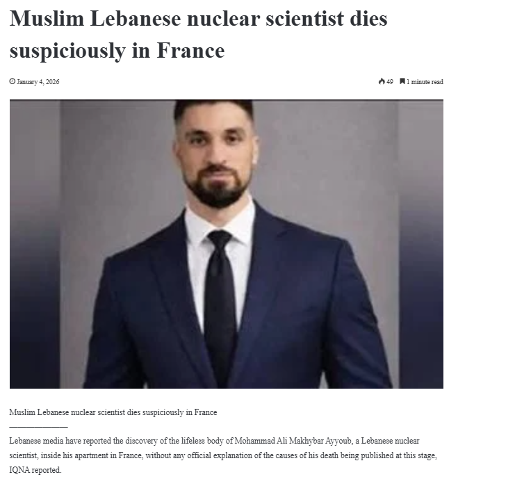 LolaMenee's tweet image. #Scientist #Nuclear dead in France 4 january 2026

shiawaves.com/english/news/i…
