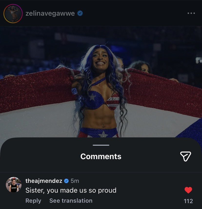 AJ’s comment on Zelina IG post about her release ❤️‍🩹