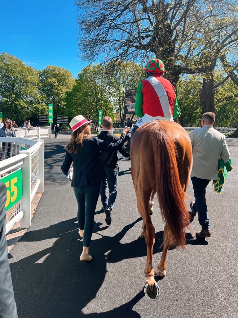 JoshJRees's tweet photo. Doyen Quest at Sandown today ❤️💚 https://t.co/JMANy7uoA4