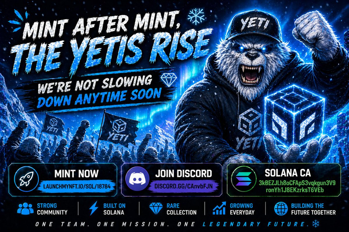 MintCulture_'s tweet image. 🔥 Mint after mint, the Yetis rise 🧊
 We’re not slowing down anytime soon 💎
 👉 launchmynft.io/sol/18784
 👉 Join: discord.gg/cAnvbFJN
 💰 3kBEZJLh8oCFApS3vqkgun3V9ronYh1J8EKzrksT6VEb
 #NFTDrop #Web3 #Solana