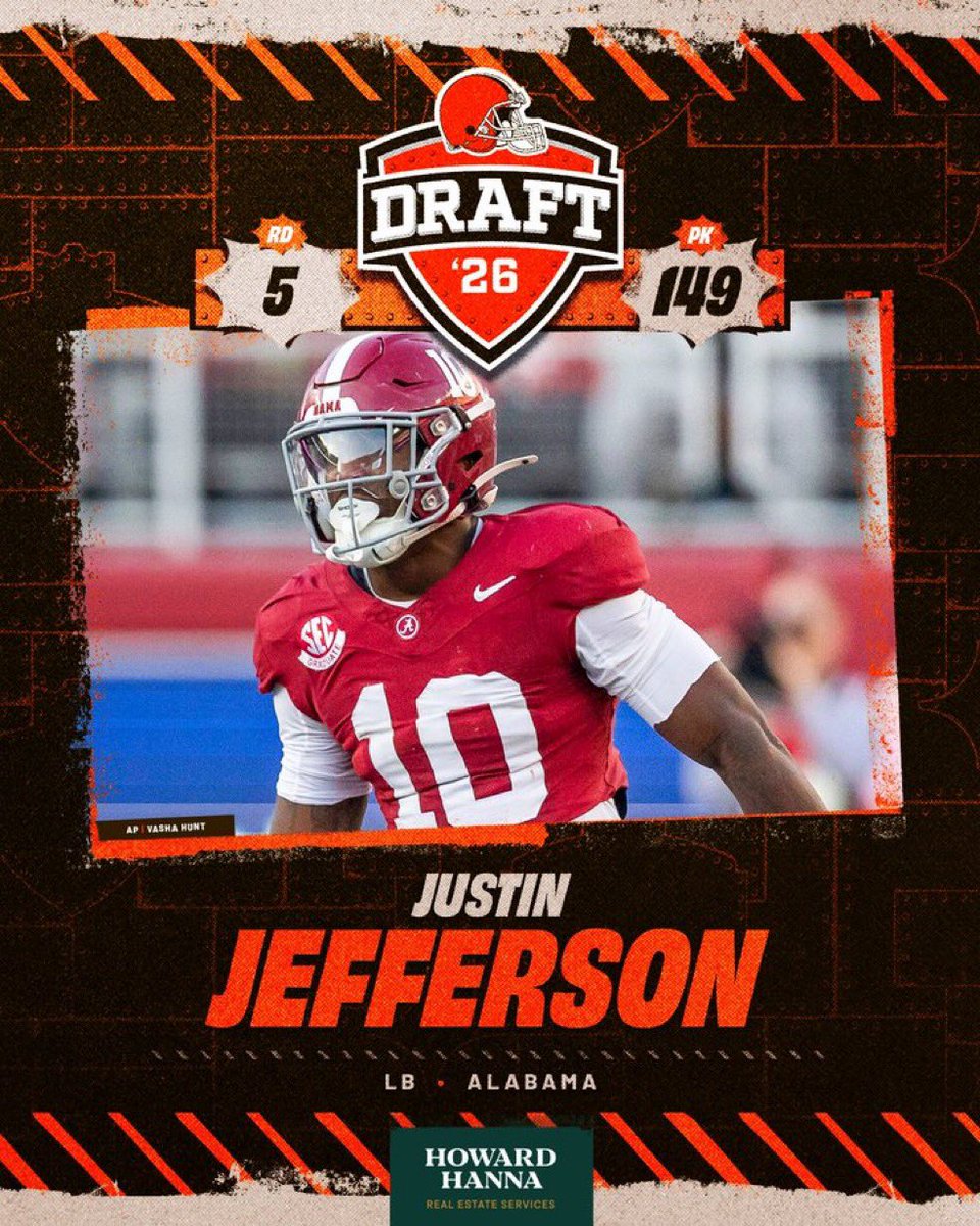 JacobMorrisTV's tweet image. Cleveland grabs two different #Alabama players in four picks.

Parker Brailsford and Justin Jefferson are off the board in the fifth round.

#RollTide | @CBS_42