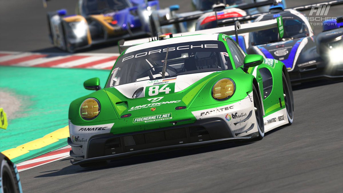 Team_FischerMS's tweet photo. Our No. 84 Unitronic Porsche 911 GT3 R (992) gets punted on lap one and involved in another devastating crash in hour two of Round 1 of the 2026 European SportsCar Championship. In the end it's a disappointing P12 finish.

#RacingGreen #Porsche #Simracing https://t.co/wPrxZC3CpK