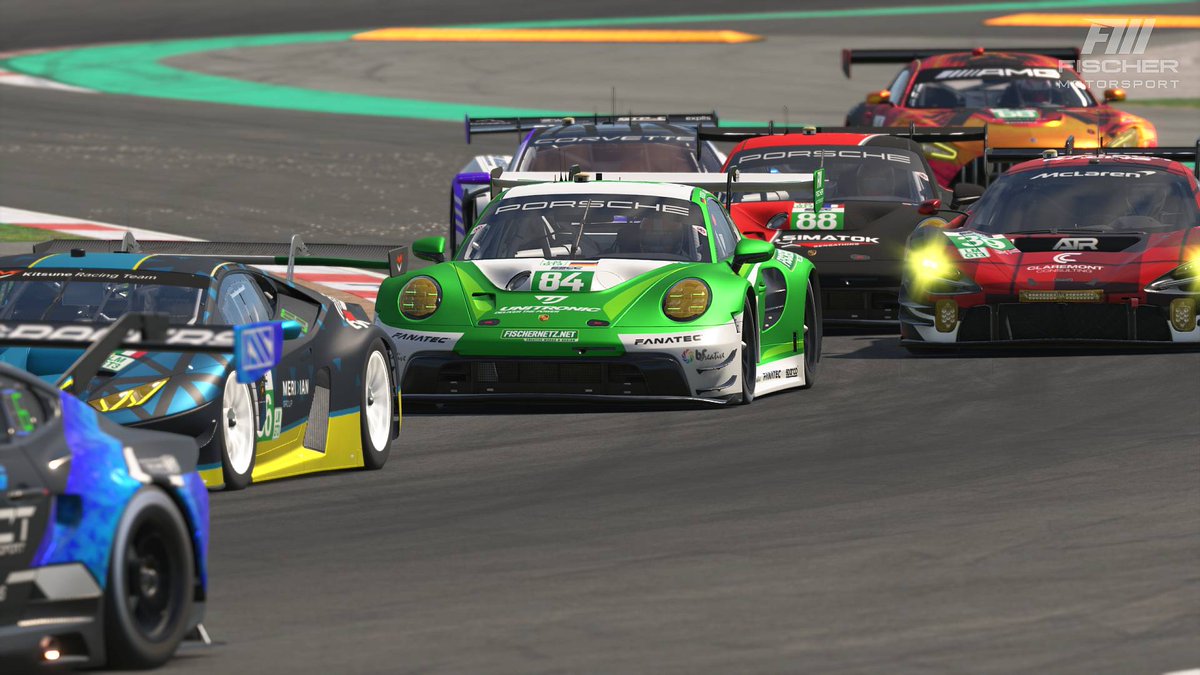 Team_FischerMS's tweet photo. Our No. 84 Unitronic Porsche 911 GT3 R (992) gets punted on lap one and involved in another devastating crash in hour two of Round 1 of the 2026 European SportsCar Championship. In the end it's a disappointing P12 finish.

#RacingGreen #Porsche #Simracing https://t.co/wPrxZC3CpK