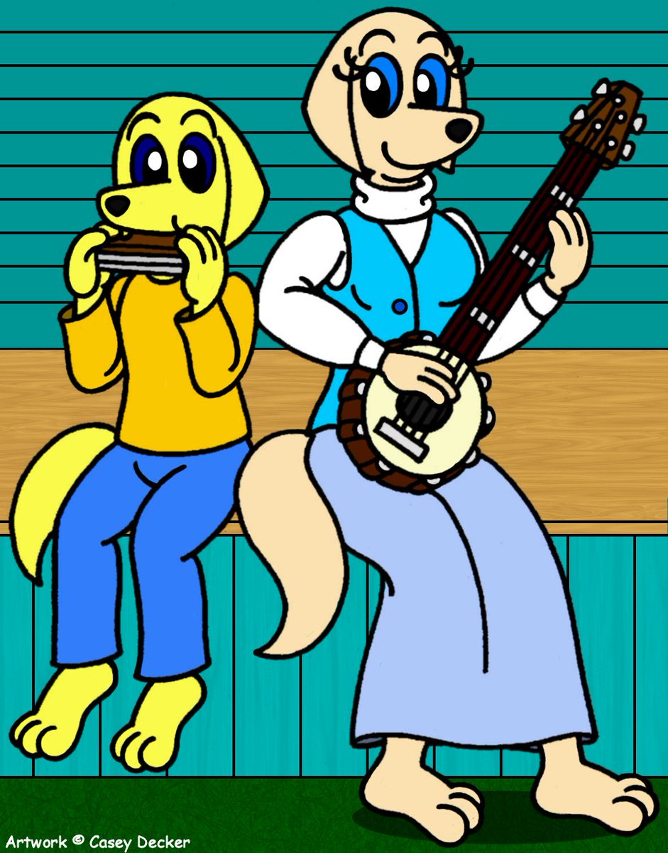 CoolCSD1986's tweet image. Here is a picture that I did of Daisy and her son, Cooper, playing music on the porch together, which was done as part of an art trade with a friend of mine on DeviantArt/FurAffinity recently. Enjoy! 😉❤️💛🪕 #Anthro #Furry #AnthroArt #FurryArt #ArtTrade #FurryOCs #OriginalStyle