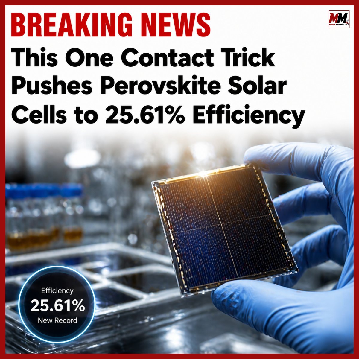 MMechanics24's tweet image. 25.61% efficiency. One contact tweak.

Perovskite solar tech just leveled up — fast. ⚡

The future of solar is getting cheaper, smarter, and closer.

#BreakingNews #Solar #CleanEnergy