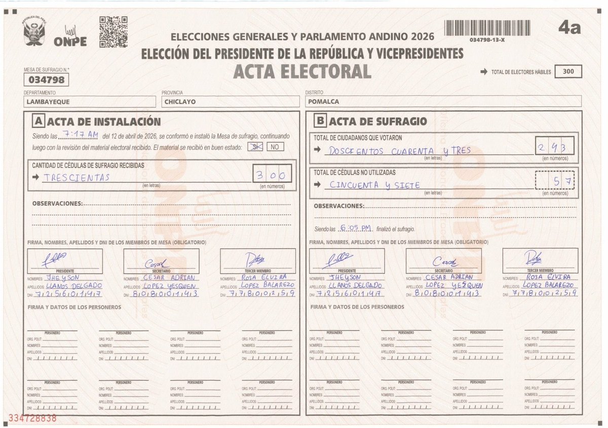 Si tu “amiga” Rosa Elvira te dijo que no le dieron material hasta las 9 y recién pudieron votar al medio día, lo que debes verificar es el acta de instalación no presentar el acta de escrutinio 🤦🏻‍♀️ La mesa se instaló a 7:17, te mintió tu “amiga” para alimentar tu locura fraudista.