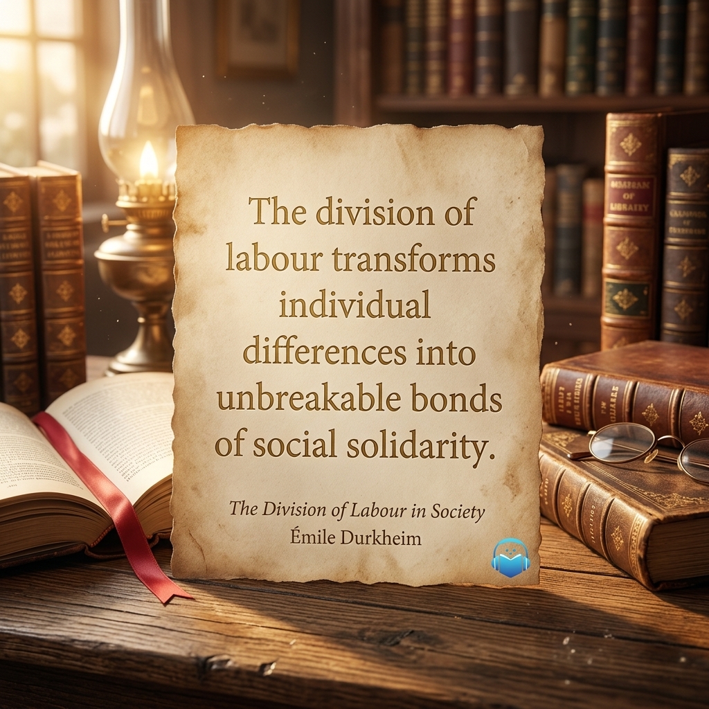 kairosity_app's tweet photo. We think differences divide us.
They actually hold us together 🔗

📖 "The division of labour transforms individual differences into unbreakable bonds of social solidarity."

— The Division of Labour in Society by Émile Durkheim

#BookQuotes #Sociology #SocialScience https://t.co/LexHh9TFq5
