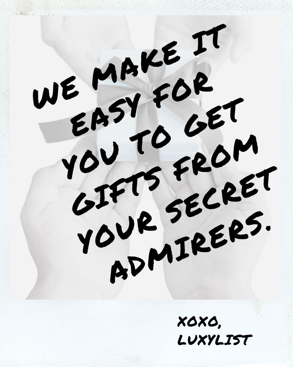 luxylist's tweet image. Sign up ✅ 
Share your LuxyList ✅ 
Get gifted ✅ 

luxylist.it/join

#gifts #wishlist #forcreators #followers #luxury #fans #subs #secretadmirer