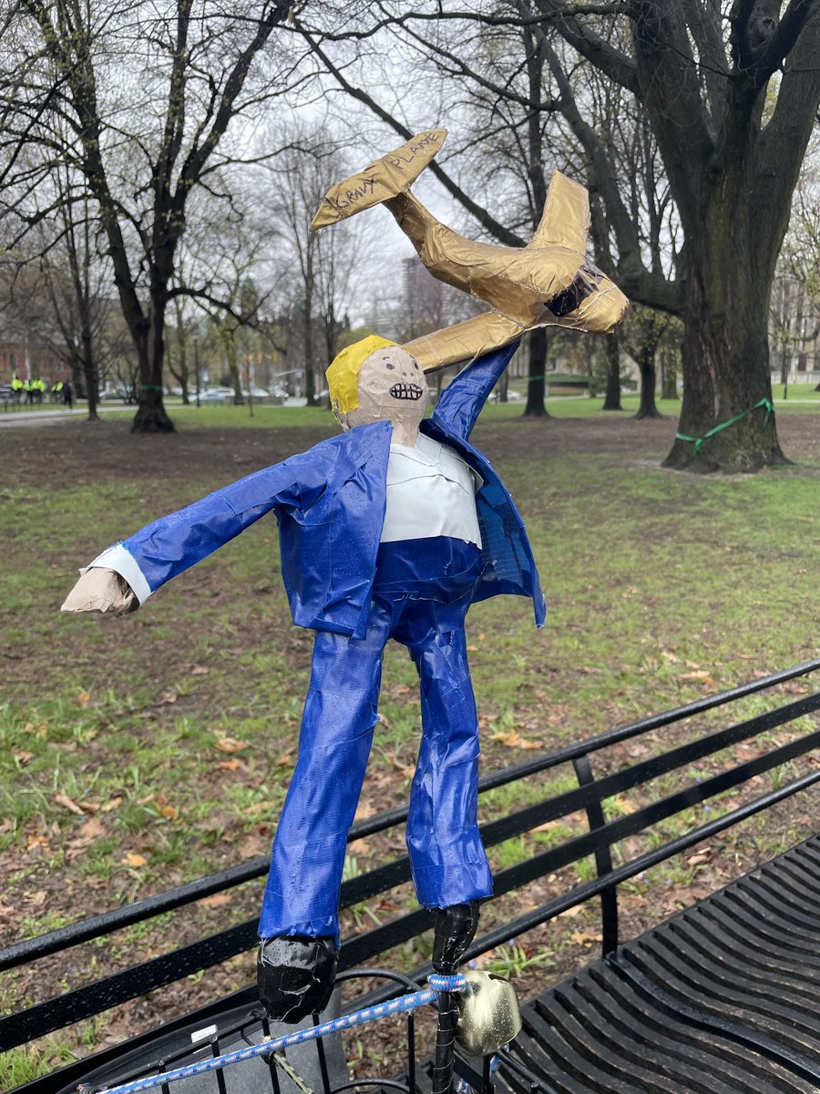 jmollins's tweet image. Today I took the Doug Ford effigy I made as an emblem of protest out to Queen’s Park for a Fight Ford rally. A very rainy day but an excellent turnout all things considered. That’s Edward VI on the horse. #fightford #fightdougford #onpoli