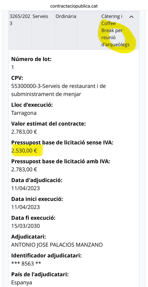 A vegades, fer una ullada als contractes menors dels ajuntaments, pot ser entretingut. Com aquest del de Calafell: un coffe break d’una reunió d’arqueòlegs que costa dos mil i pico pavos. Aaaaaaix
