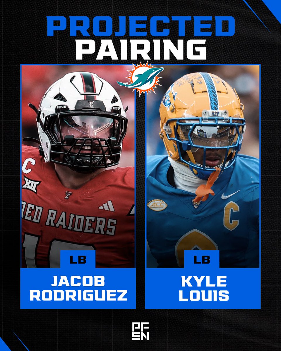 The Dolphins bolstered their LB room with two top-10 prospects at the position. 🐬

Jacob Rodriguez posted a 90.1 <a href="/PFSNcollege/">PFSN College</a> LB Impact grade in 2025, while Kyle Louis finished with a 96.6 in 2024. 👀